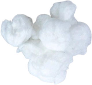 A pile of white, fluffy cotton balls against a solid green background.