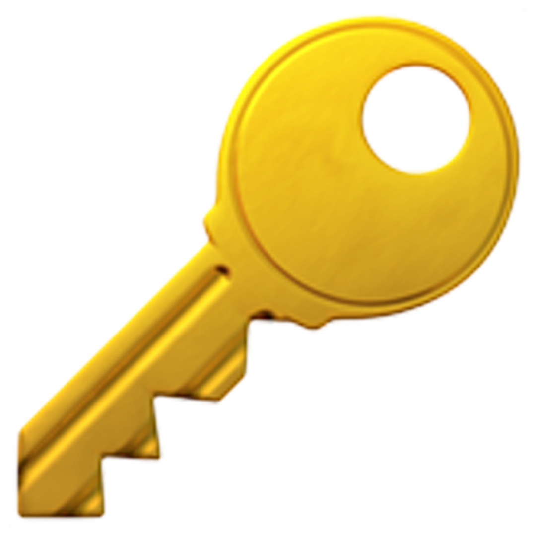 Illustration of a large, yellow key on a white background.