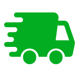 Green truck icon with speed lines to the left.