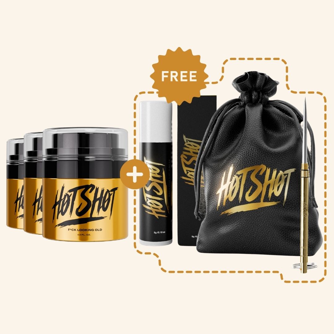 Image of Hot Shot products, including containers and a black drawstring bag.