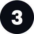 Black circle with white number three in the center.