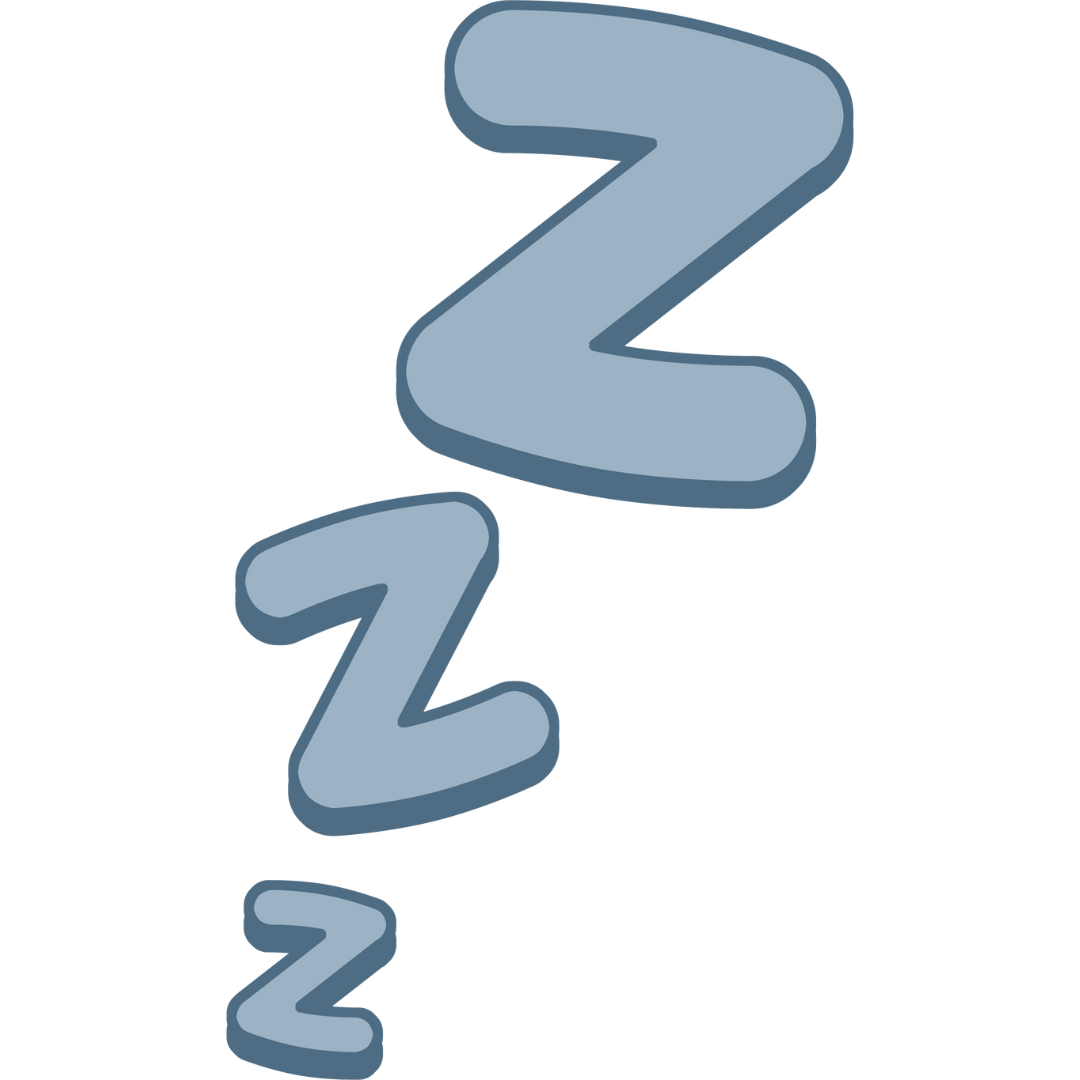Three blue cartoon Z's in descending size, symbolizing sleep.