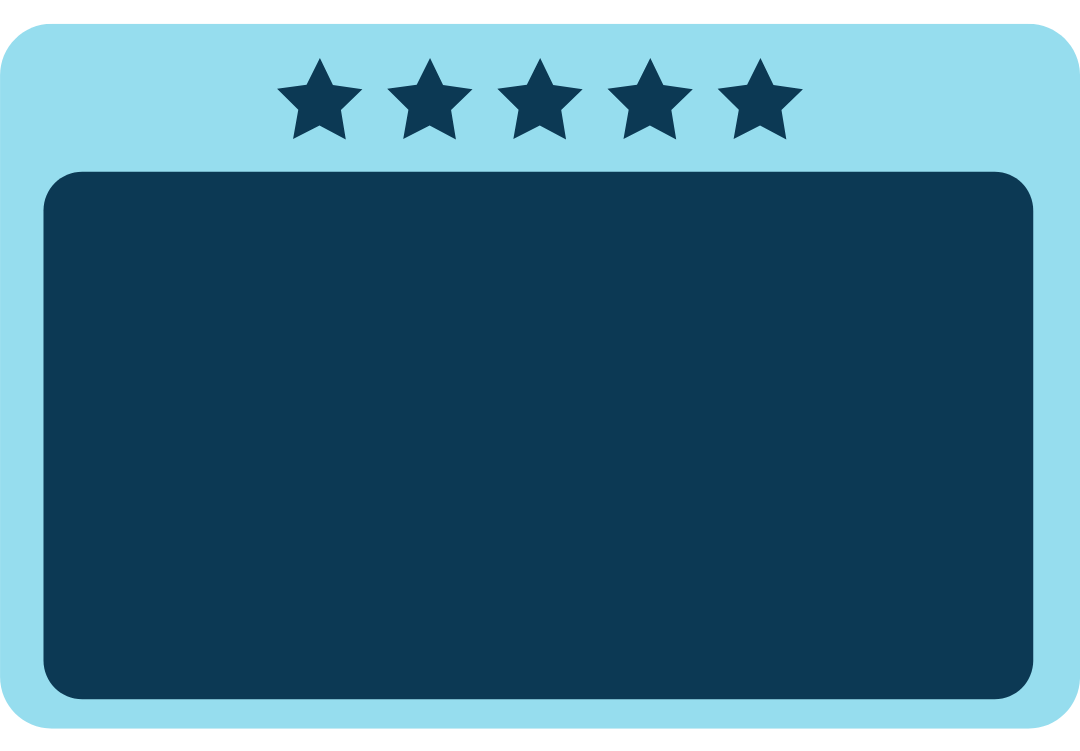 Five stars above a blank rectangular space on a light blue background.