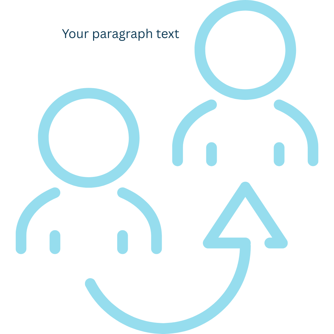 Two blue stick figures with an upward arrow between them.