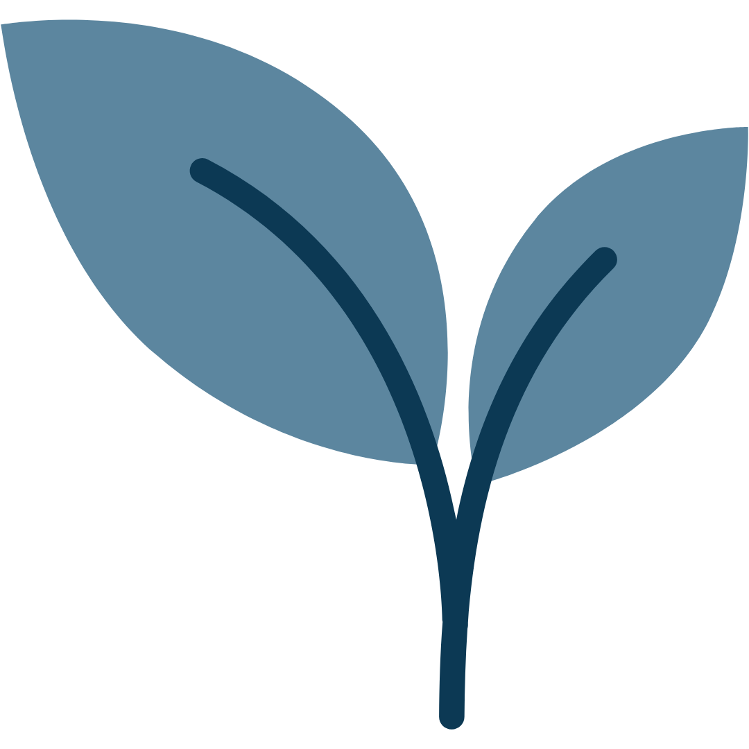 Illustration of two blue leaves with stems.