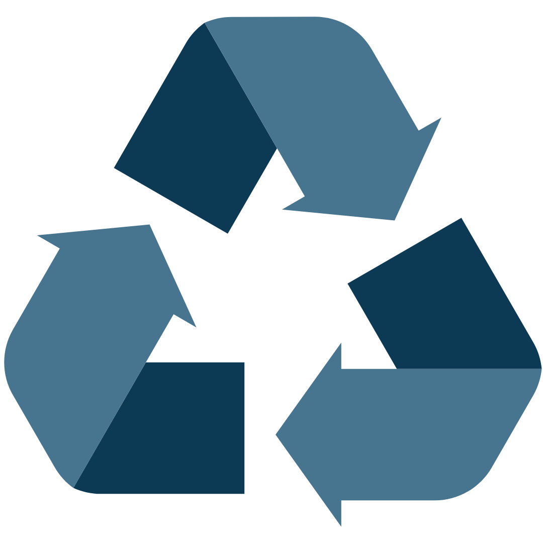 Three blue arrows forming a recycling symbol.