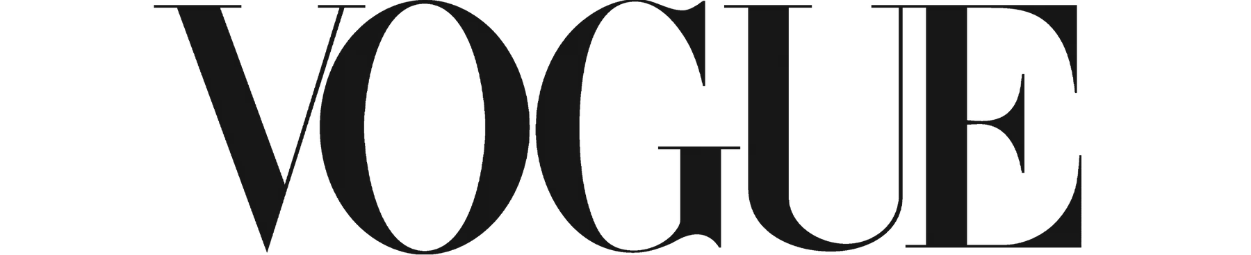 Bold black letters spelling 'VOGUE' on white background.