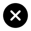 A white letter X inside a solid black circle, used as a close or delete icon.
