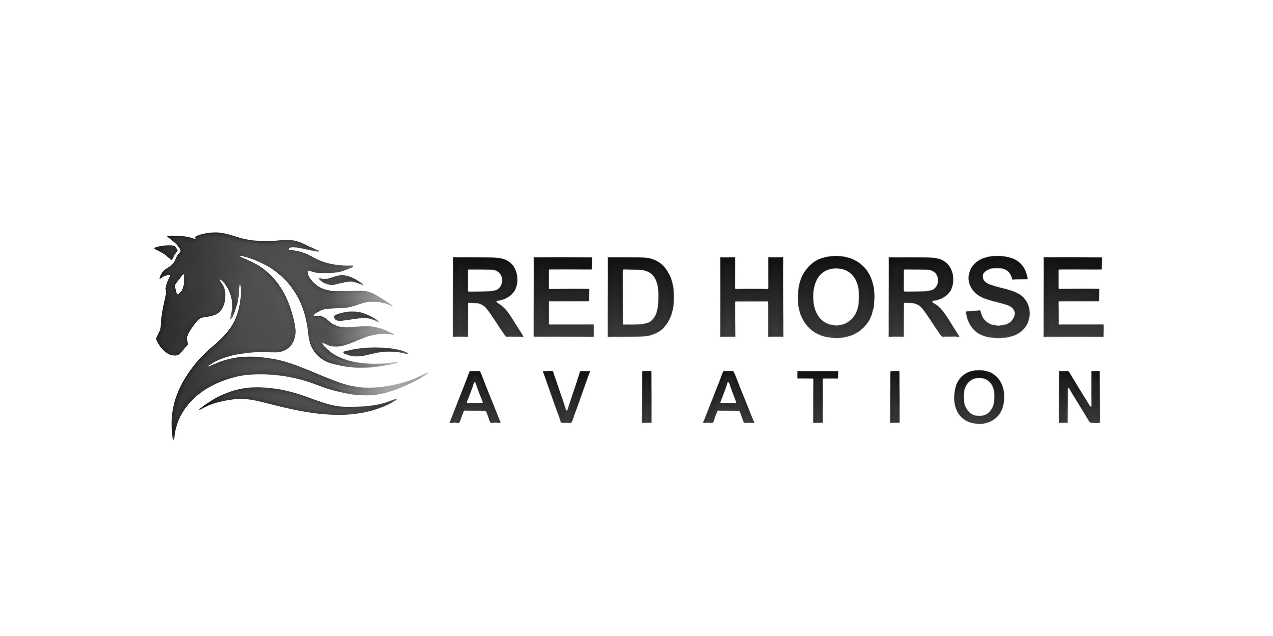 The logo for Red Horse Aviation, featuring a stylized horse head next to the company name.