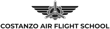 Logo of Costanzo Air Flight School with wings and propeller design.