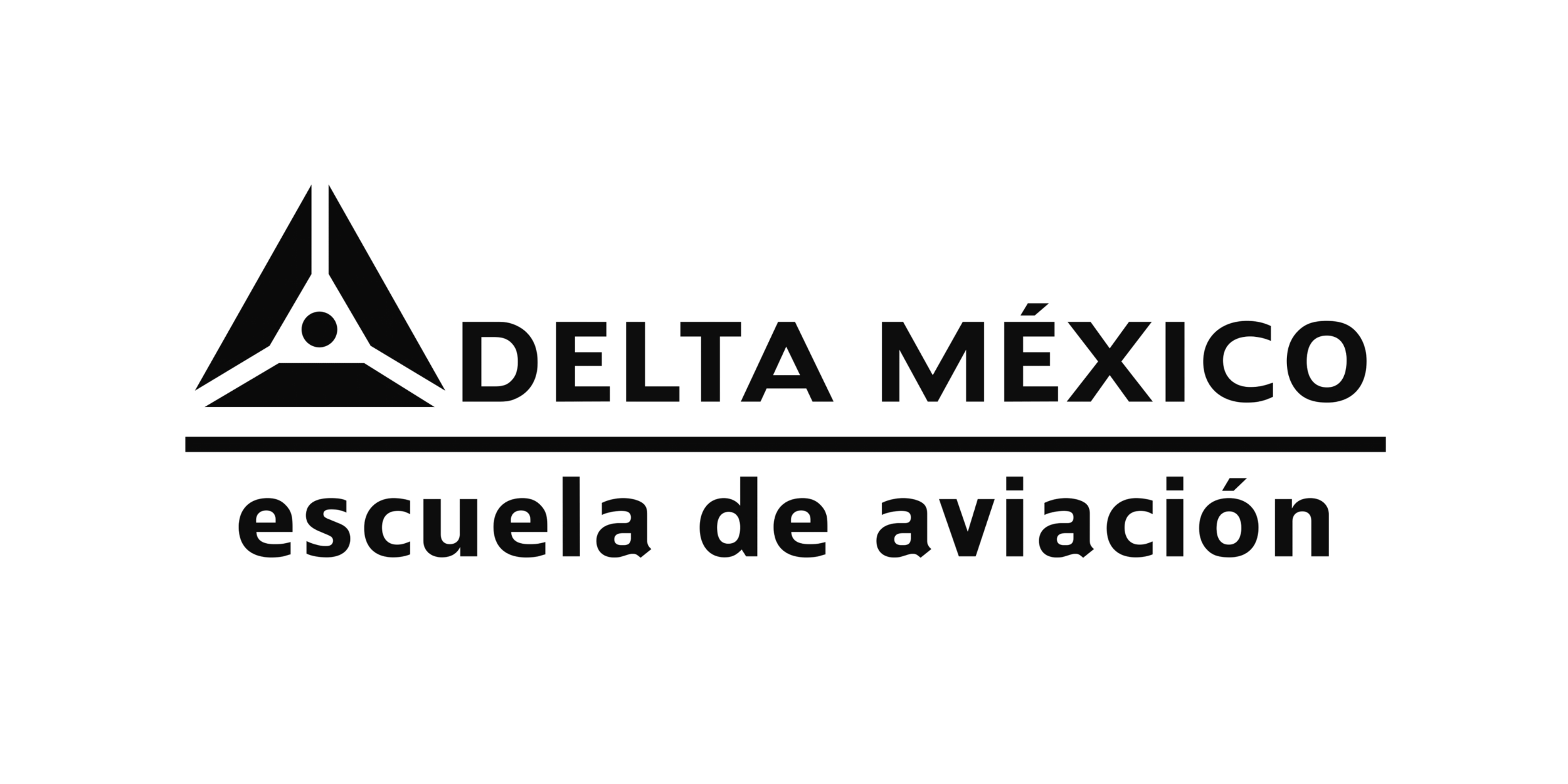 Logo of Delta México Escuela de Aviación with a triangular icon.