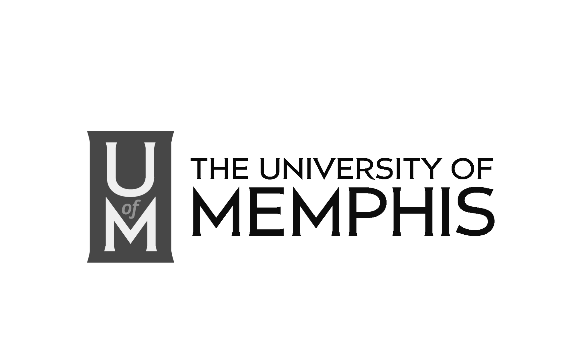 University of Memphis logo in black and white.