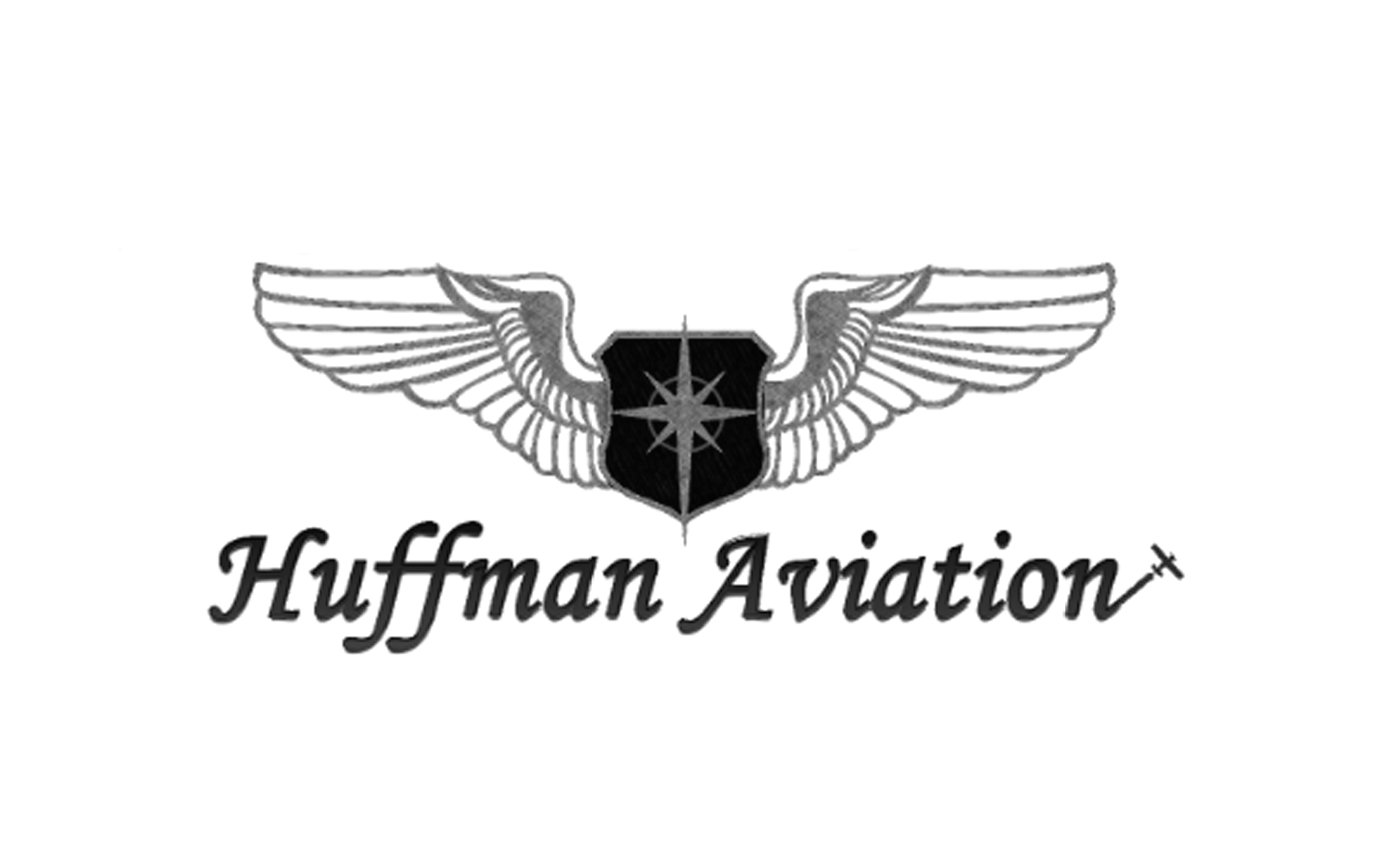 Huffman Aviation logo with wings and text.