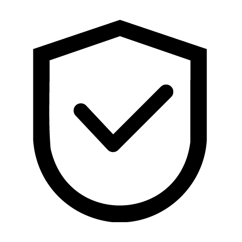 A shield with a checkmark icon, indicating security or protection.