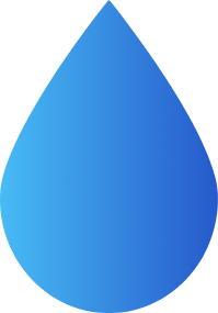 Blue gradient water droplet icon on a white background.