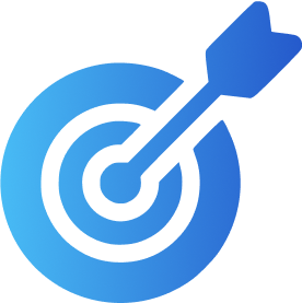 Blue target with an arrow hitting the center.