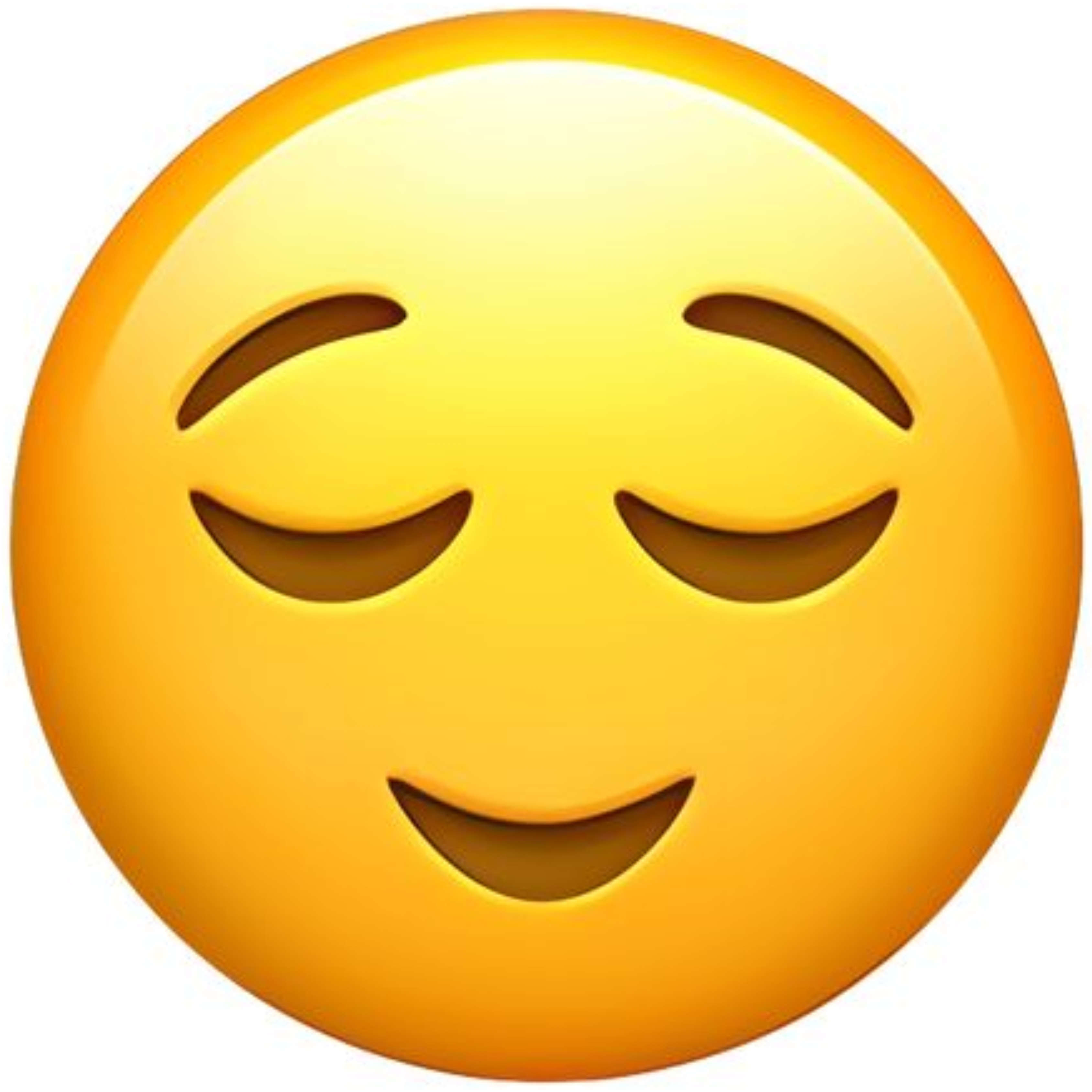 A yellow emoji with closed eyes and a content smile.