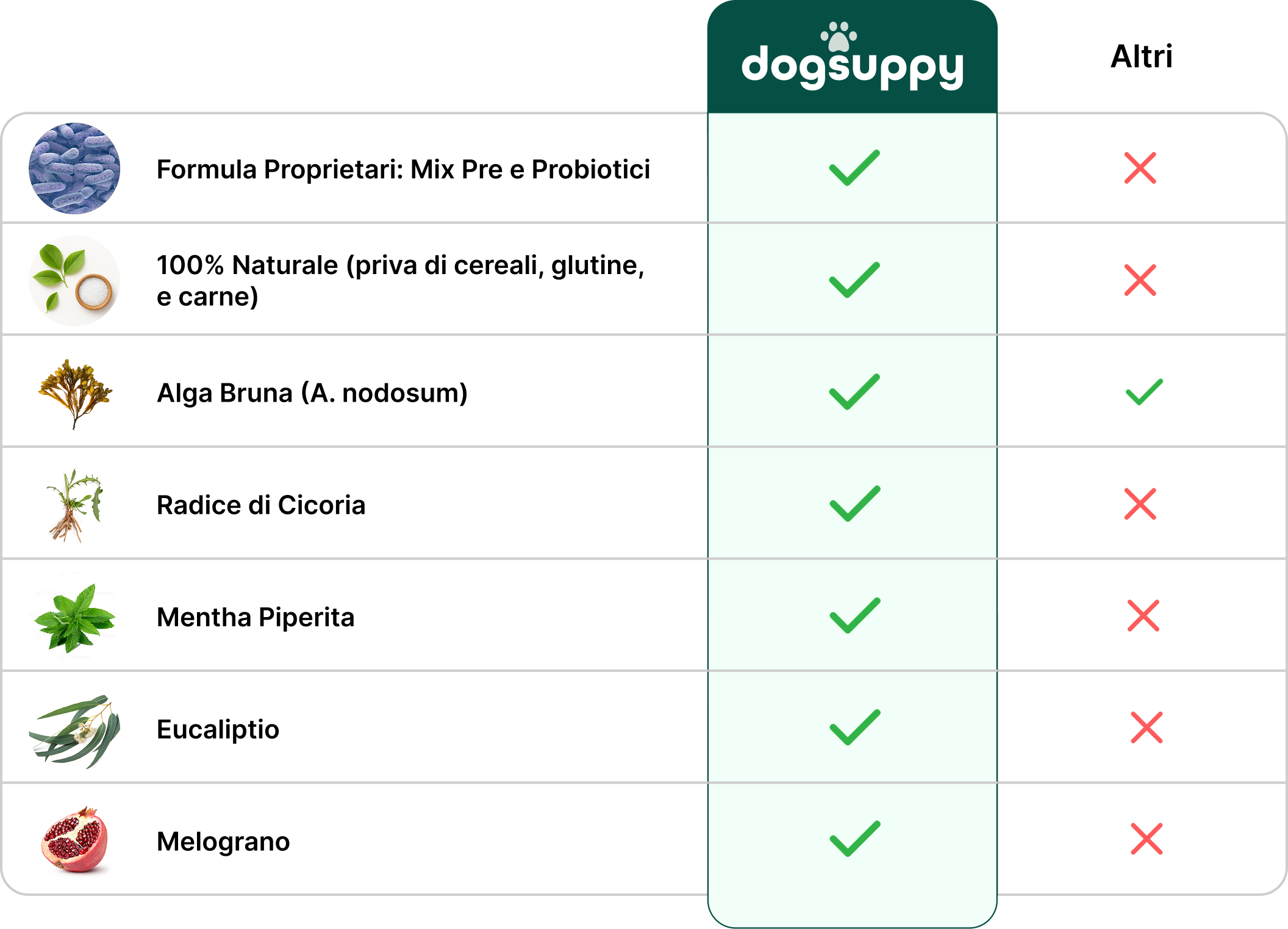 Tabella comparativa Dental Bright vs altri prodotti