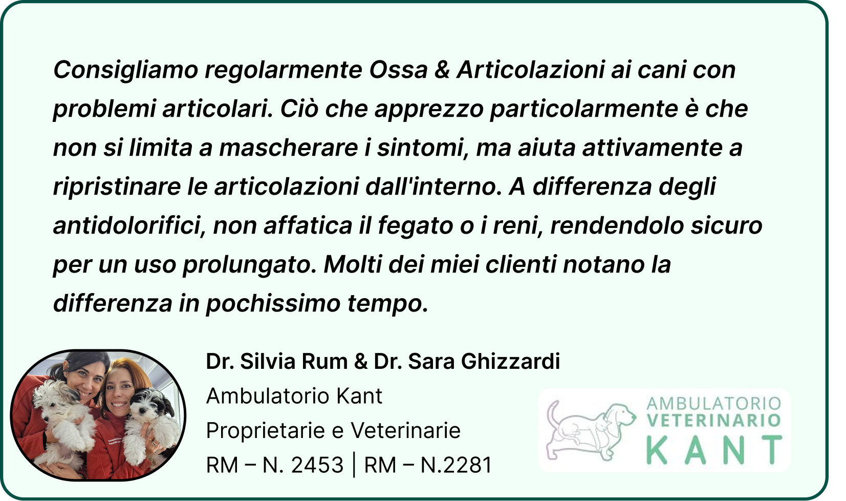 Veterinari che consigliano Ossa e Articolazioni DogSuppy