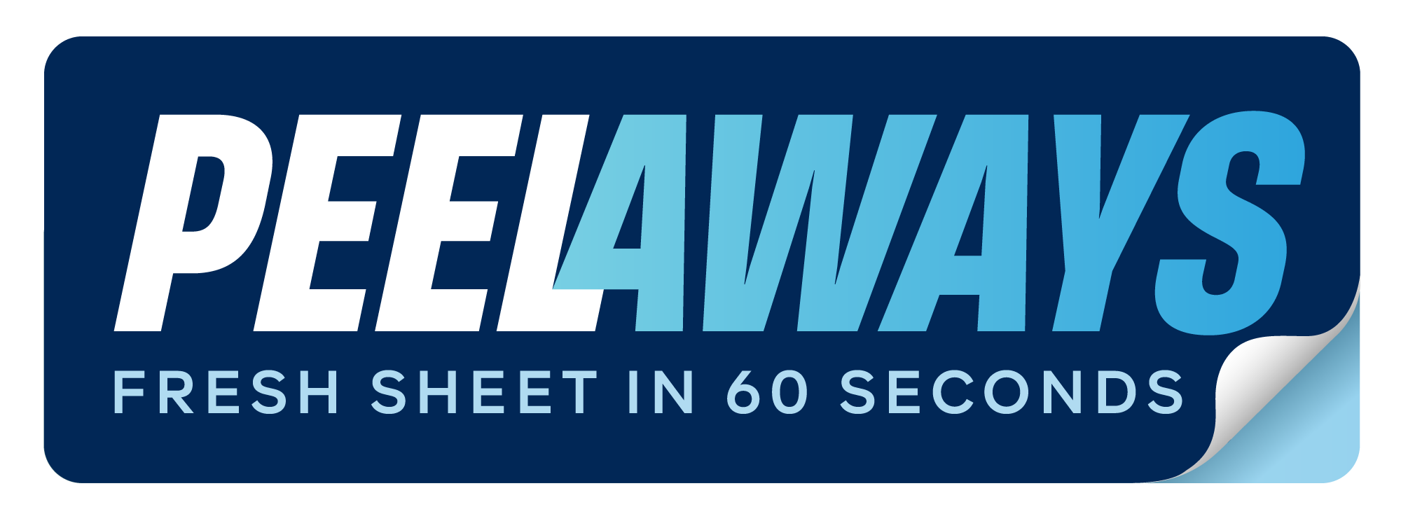 The Peelaways logo with the tagline 'Fresh sheet in 60 seconds.'