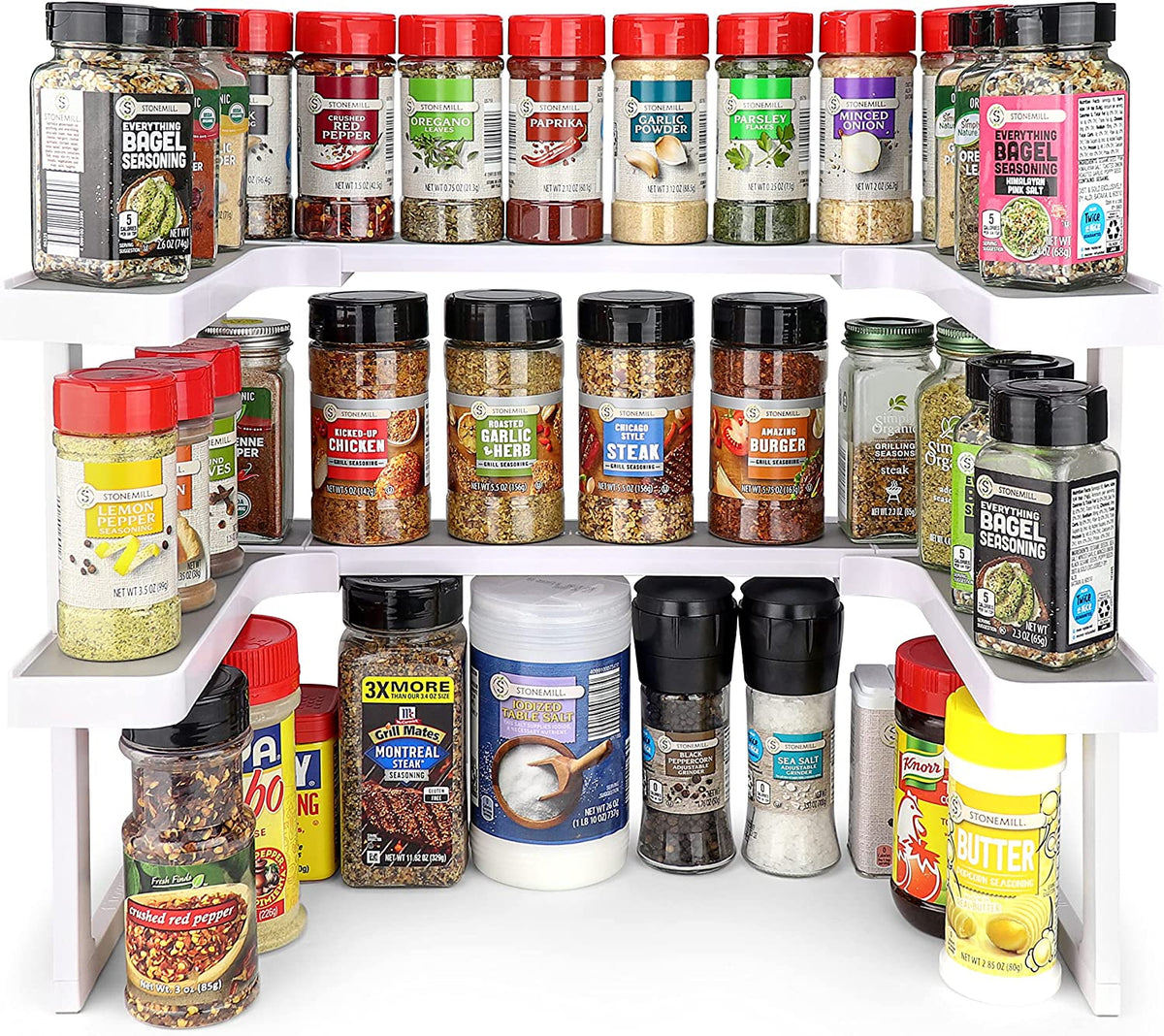 Spice cabinet organized with Spicy Shelf