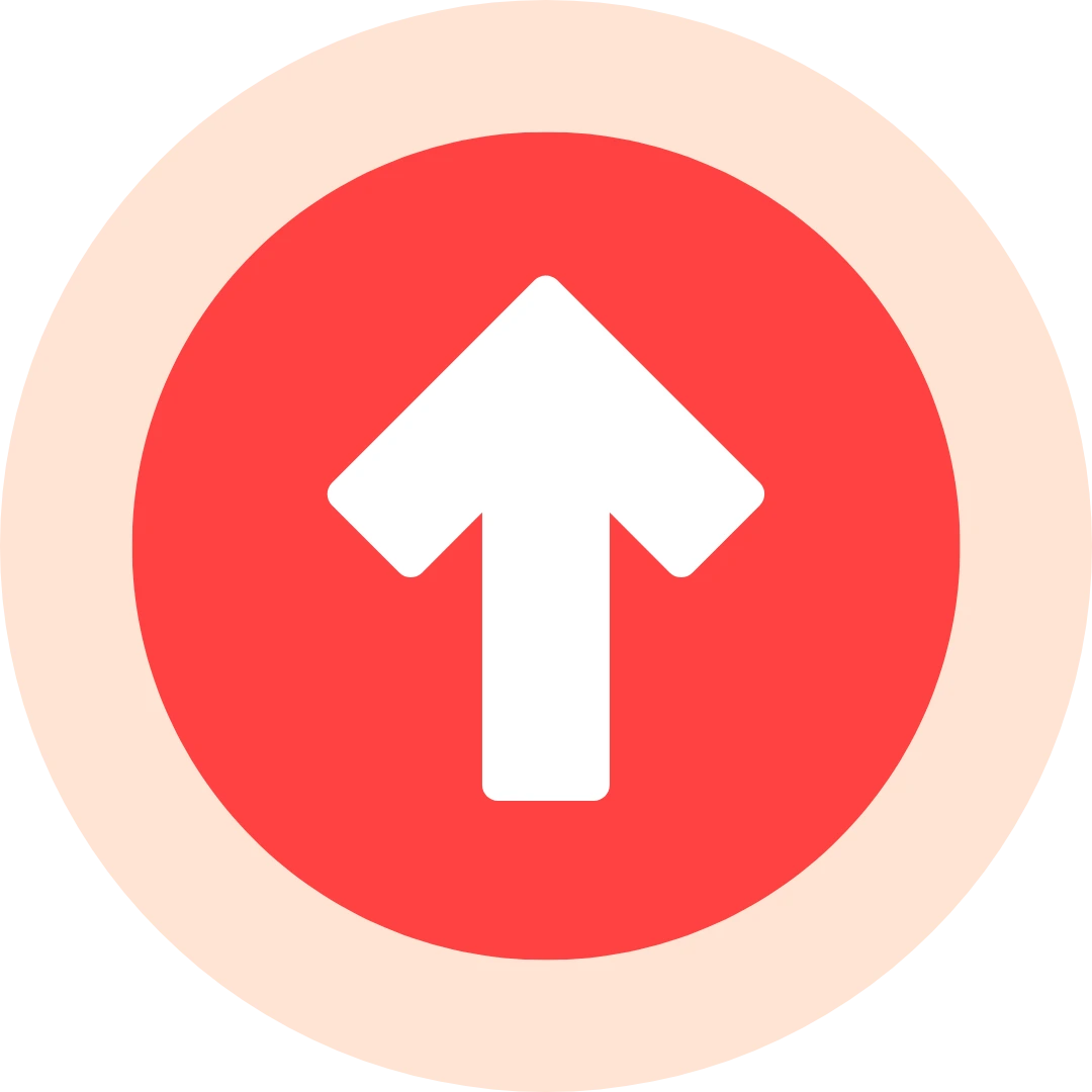 Red circle with a white upward arrow inside.