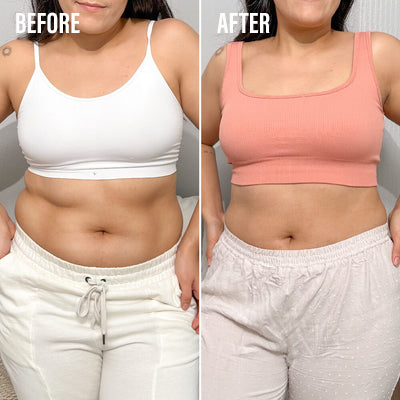Side-by-side comparison of a person in different outfits labeled 'Before' and 'After.'