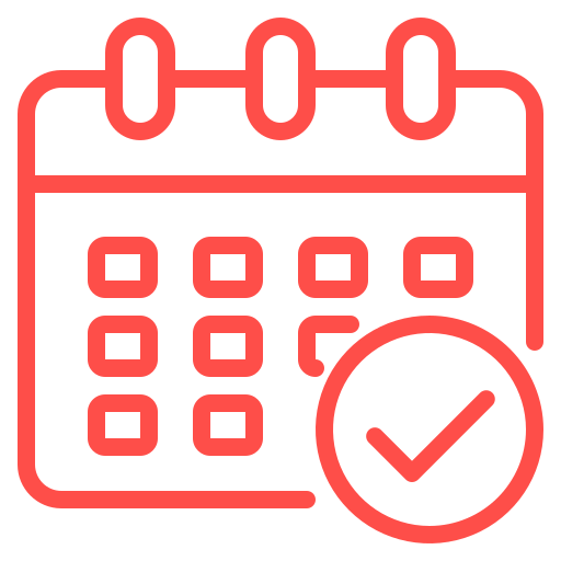 Calendar icon with a check mark, indicating an event is scheduled.