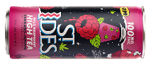 Pink can with fruit and tea graphics labeled 'ST. IDES'. 