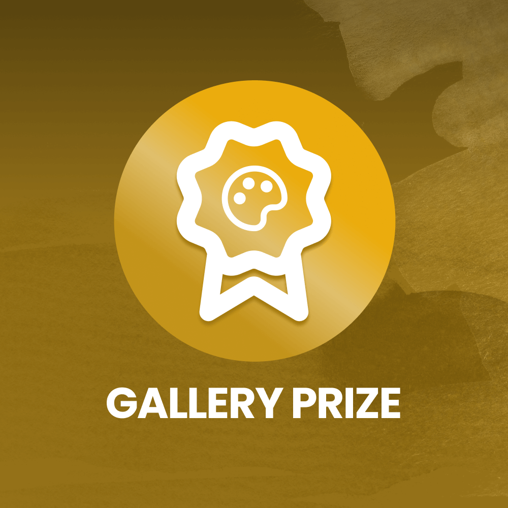 Golden badge with a paint palette icon, labeled 'Gallery Prize'.