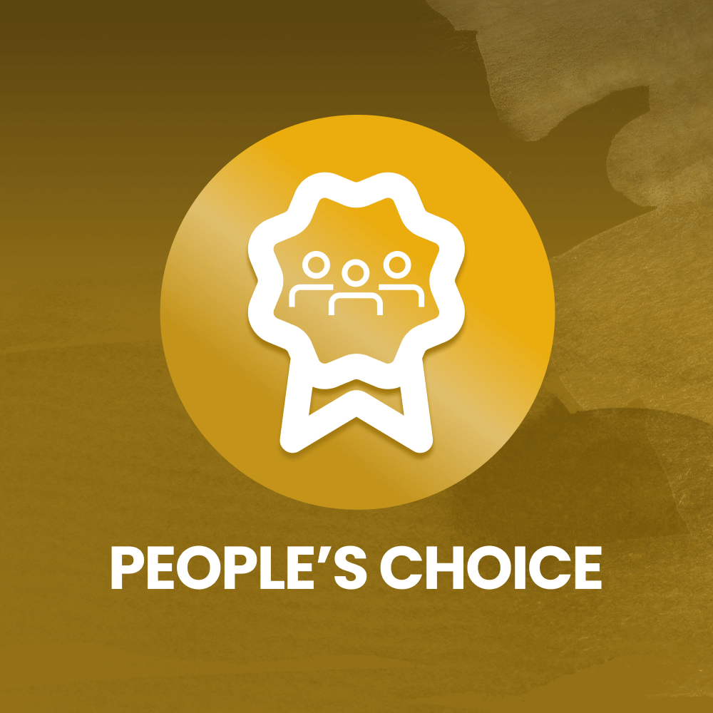 Gold award badge with people icon, labeled 'People's Choice.'