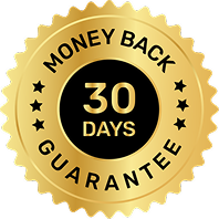 Gold badge with '30 Days Money Back Guarantee' written on it.
