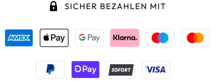 Icons of various payment methods including Amex, Apple Pay, Google Pay, Klarna, Mastercard, PayPal, and Visa.