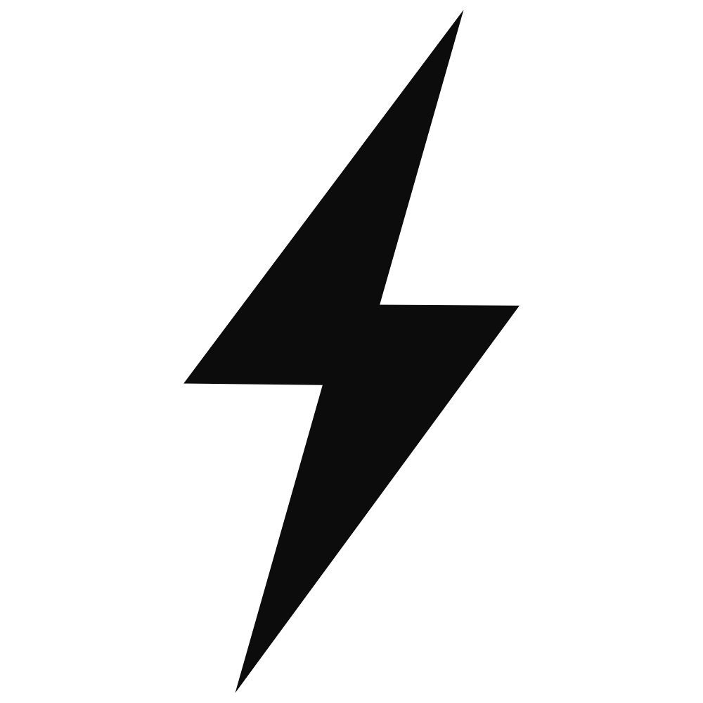A black lightning bolt icon on a white background.