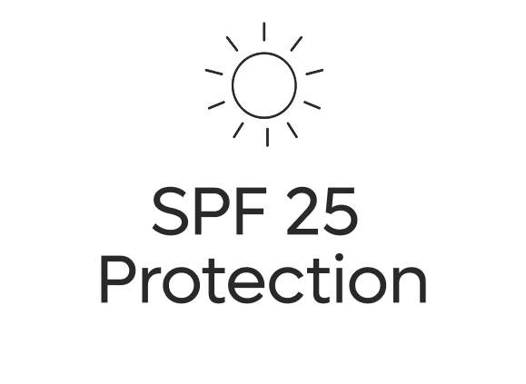 A sun icon with the text 'SPF 25 Protection' below it.
