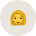 A circular icon of an emoji with curly blonde hair and a neutral expression.