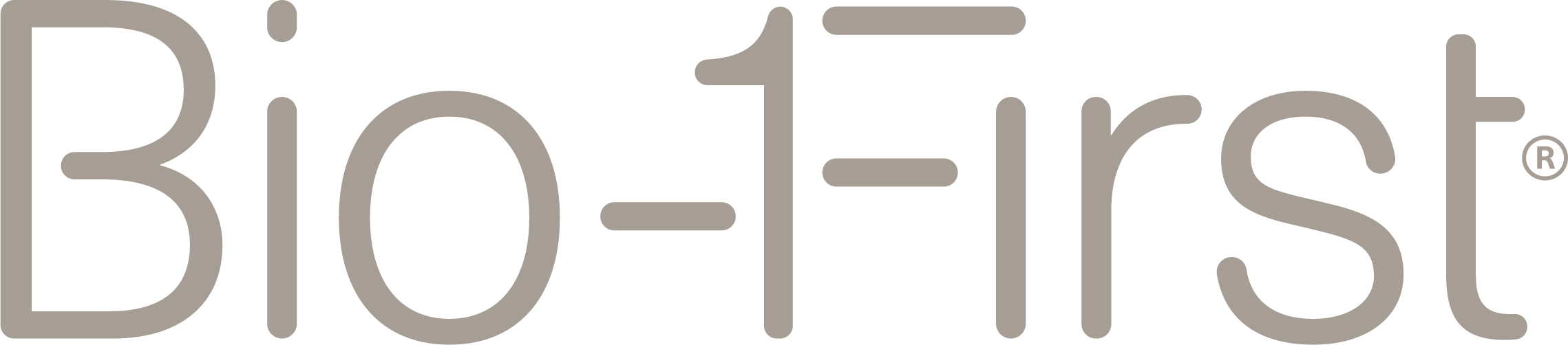 Logo with the text 'Bio-First' in grey lettering.