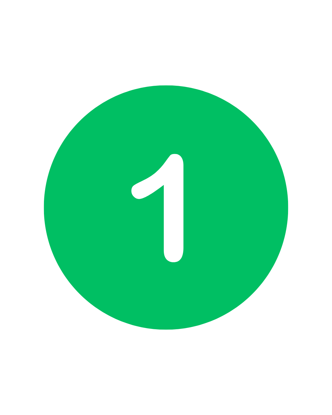 A green circle with the number one in white.