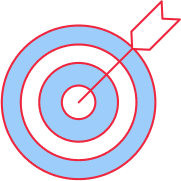 Illustration of a target with an arrow hitting the bullseye.