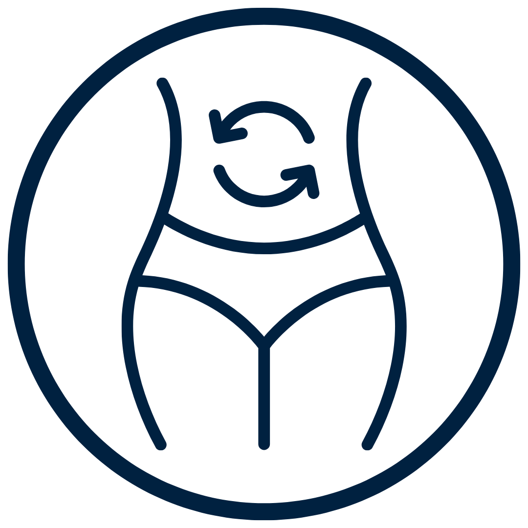 Outline of a torso with arrows indicating circulation.