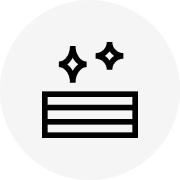 Icon of a sparkling clean surface with horizontal lines and stars.