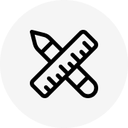 Icon of a pencil and ruler crossed in a circle.