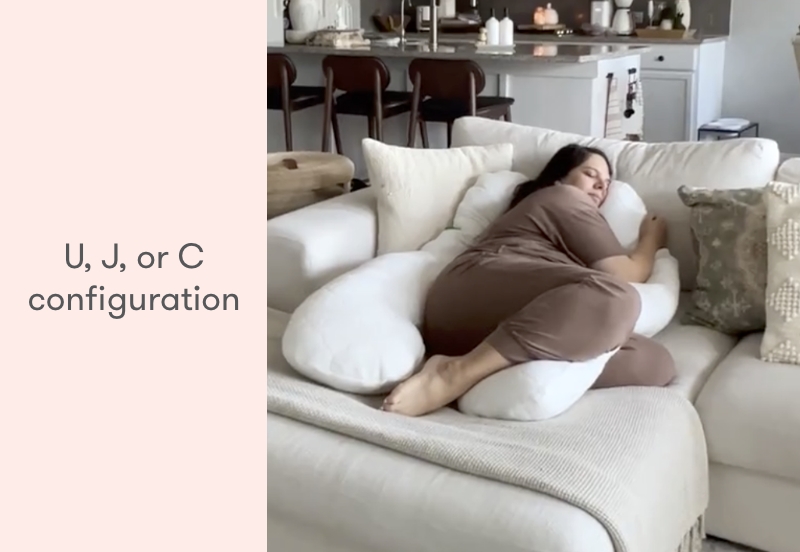 The Newton Pillow can take on a U, J, or C-shaped configuration