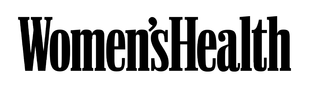 'Women's Health magazine logo in bold, black lettering.'