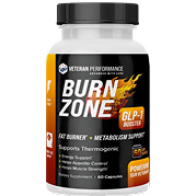 Bottle labeled 'Burn Zone' with vibrant design and health supplement details.