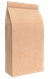 A plain, brown paper bag standing upright against a white background.
