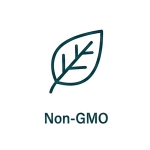 An icon of a leaf with the text 'Non-GMO' written below it.