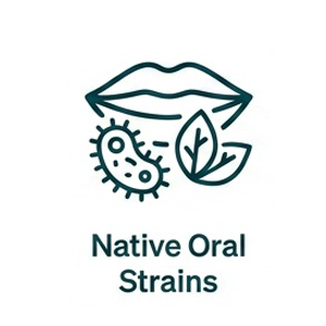 An icon of lips, a microbe, and leaves above the text 'Native Oral Strains'.