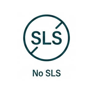 A 'No SLS' icon, with the letters SLS inside a circle with a diagonal line through it.