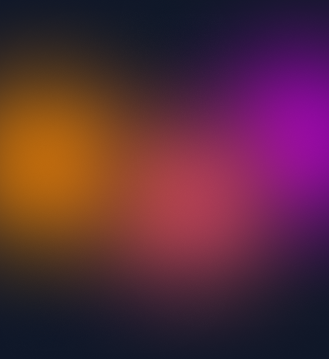 An abstract gradient background blending from dark blue to orange, red, and purple.